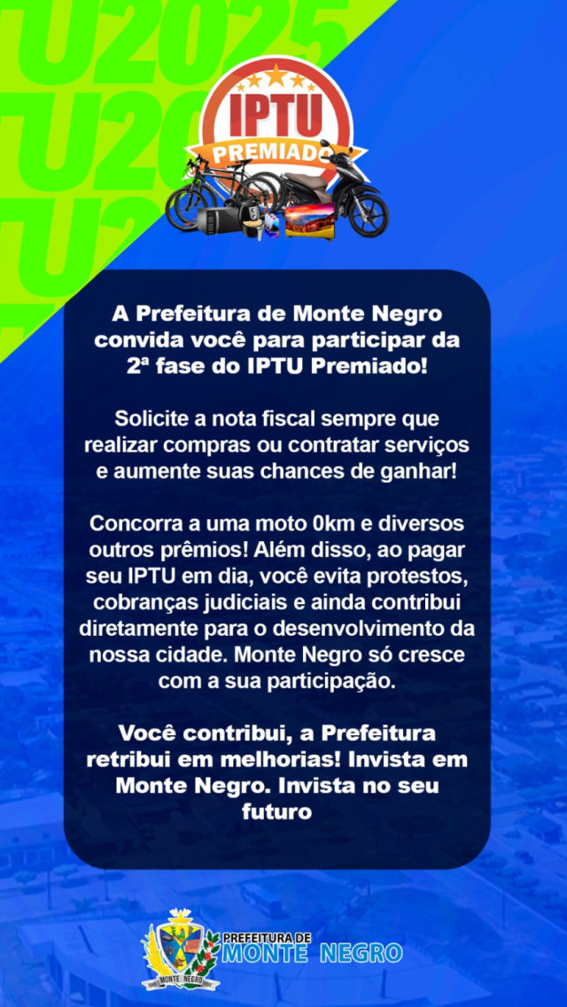 Atenção, cidadãos de Monte Negro!