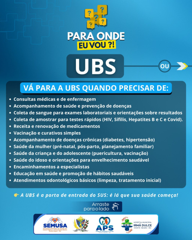 Orientações sobre Atendimento de Saúde: UBS x Hospital