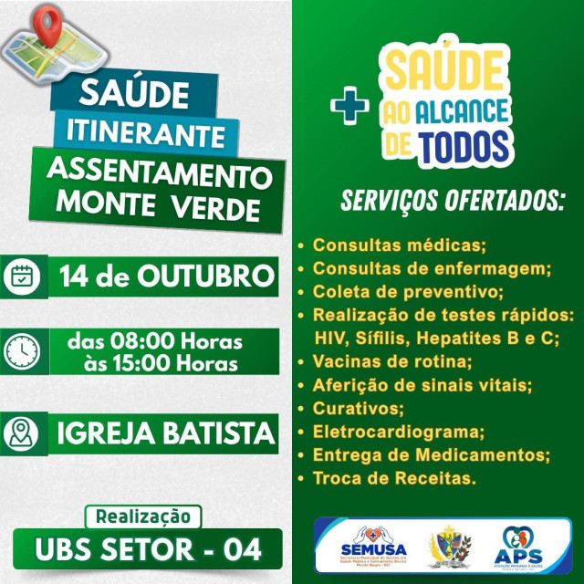 Saúde Itinerante leva atendimento ao Assentamento Monte Verde